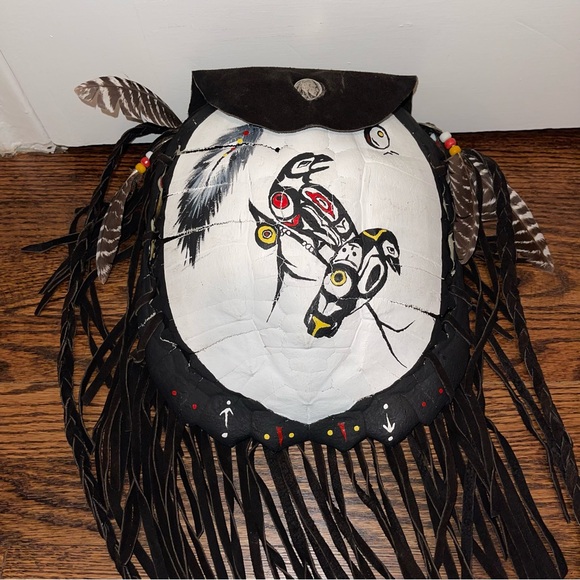 Vintage Native American Turtle Shell Suede shoulder bag purse - Picture 2 of 10